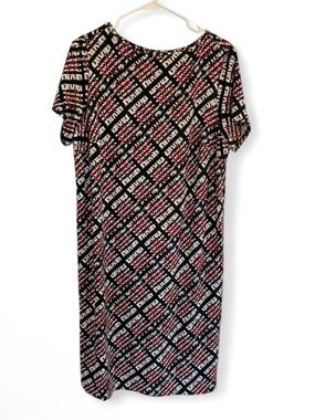 J. Jill Wearever Womens Dress 1X Scarlet EP Black Red Geometric NWT $109 Comfort